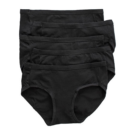 Hanes Cotton Stretch With Comfort Soft 5 Pack Cooling Multi-Pack Hipster Panty 41w5cs, 6, Black