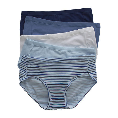 Hanes Cotton Stretch With Comfort Soft 5 Pack Cooling Multi-Pack Hipster Panty 41w5cs, 9, Blue