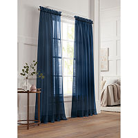 Liz Claiborne Lisette Sheer Rod Pocket Single Curtain Panel, One Size, Blue