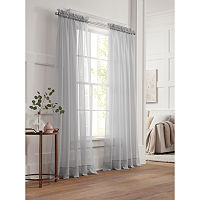 Liz Claiborne Lisette Sheer Rod Pocket Single Curtain Panel, One Size, Gray