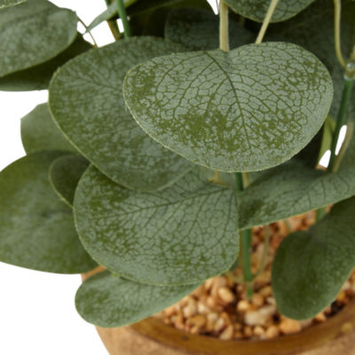 Linden Street 12" Eucalyptus Leaves With Wood Bowl Artificial Plant