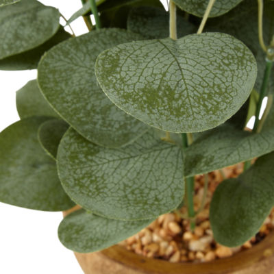 Linden Street "12"" Eucalyptus Leaves With Wood Bowl" Artificial Plant