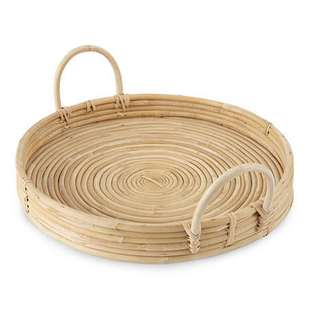 Distant Lands Rattan Rattan Serving Tray, One Size, White