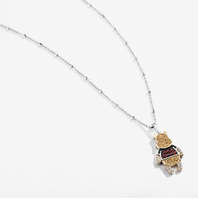 Disney Jewels Collection Womens Diamond Accent Genuine Yellow Citrine 14K Gold Over Silver Winnie The Pooh Pendant Necklace