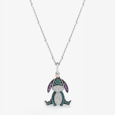 Disney Jewels Collection Womens 1/5 CT. T.W. Mined Blue Diamond 14K Gold Over Silver Eeyore Pendant Necklace
