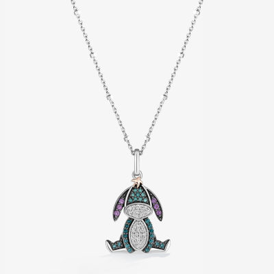 Disney Jewels Collection Womens 1/5 CT.  Natural Blue Diamond 14K Gold Over Silver Eeyore Pendant Necklace