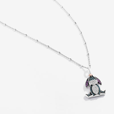 Disney Jewels Collection Womens 1/5 CT. T.W. Mined Blue Diamond 14K Gold Over Silver Eeyore Pendant Necklace