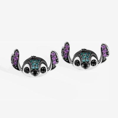 Disney Jewels Collection 1/8 CT. T.W. Mined Blue Diamond Sterling Silver 14.8mm Lilo & Stitch Stitch Stud Earrings