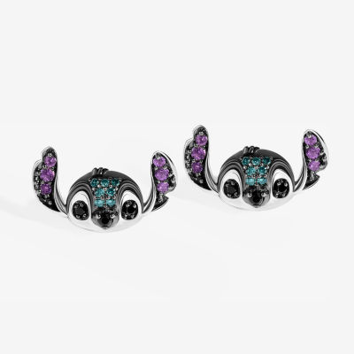 Disney Jewels Collection 1/8 CT. T.W. Natural Blue Diamond Sterling Silver 9.3mm Lilo & Stitch Stud Earrings