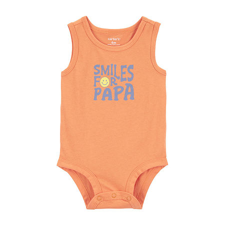 Carter's Baby Boys Round Neck Sleeveless Bodysuit, Newborn, Orange