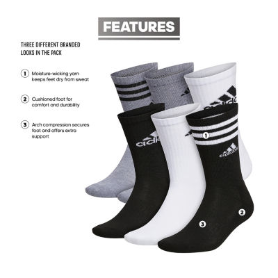 adidas 6 Pair Crew Socks Mens