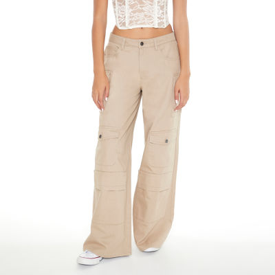 Forever 21 Cargo Wide Leg Twill Pant Womens Mid Rise Pant-Juniors