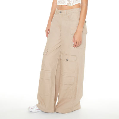 Forever 21 Cargo Wide Leg Twill Pant Womens Low Rise Pant-Juniors