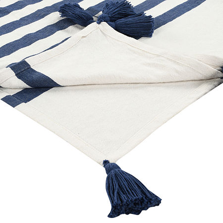 Lr Home Hanny Striped Reversible Throw, One Size, Blue