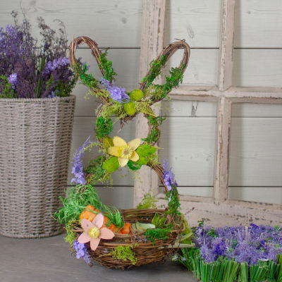Northlight 14.5in Brown And Green Bunny Shaped Basket Easter Tabletop Decor