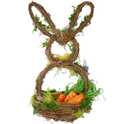 Northlight 14.5in Brown And Green Bunny Shaped Basket Easter Tabletop Decor