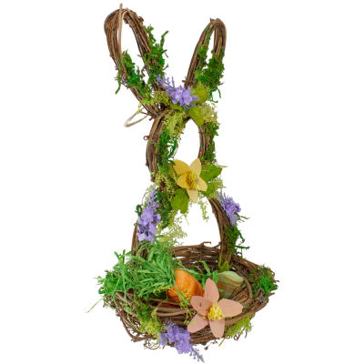 Northlight 14.5in Brown And Green Bunny Shaped Basket Easter Tabletop Decor