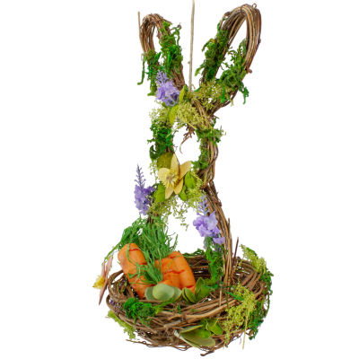 Northlight 14.5in Brown And Green Bunny Shaped Basket Easter Tabletop Decor
