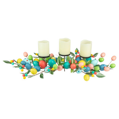 Northlight 32in Colorful Egg Pillar Centerpiece Candle Holder