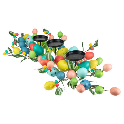 Northlight 32in Colorful Egg Pillar Centerpiece Candle Holder