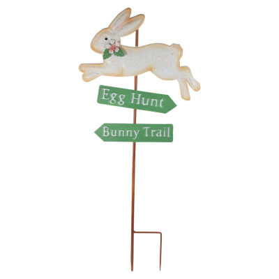 Northlight 25.5in Easter Egg Hunt And Bunny Trail Metal Spring Easter Holiday Yard Art