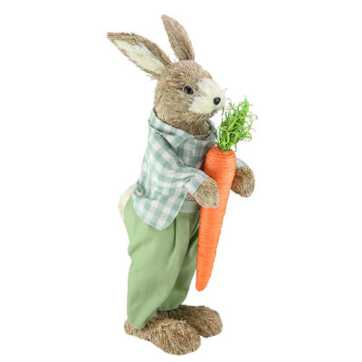 Northlight 19in Sisal Standing Bunny Rabbit With Carrot Figurine