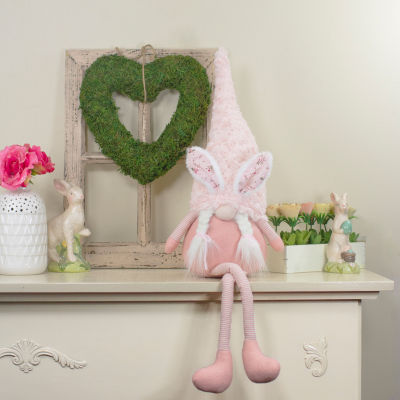 Northlight 32in White And Pink Sitting With Bunny Ears And Dangling Legs Easter Gnome