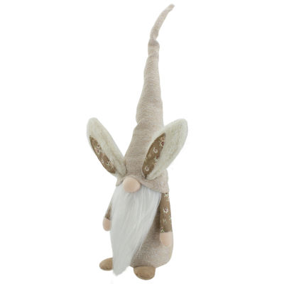 Northlight 20in Beige Floral Standing With Bunny Ears Easter Gnome