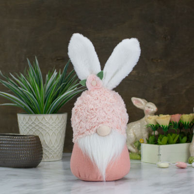 Northlight 14in Pink And White Head With Bunny Ears Easter Gnome