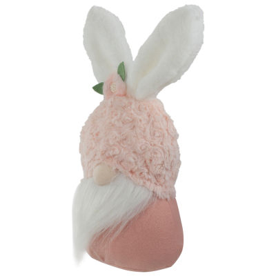 Northlight 14in Pink And White Head With Bunny Ears Easter Gnome