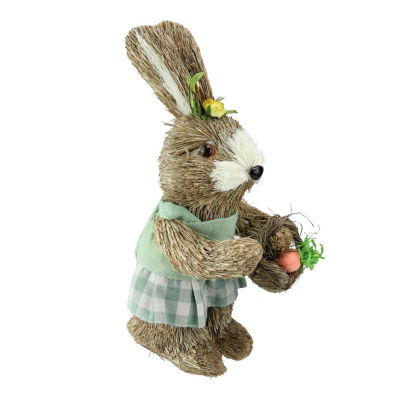 Northlight 10.5in Sisal Bunny Rabbit With Carrot Basket Figurine