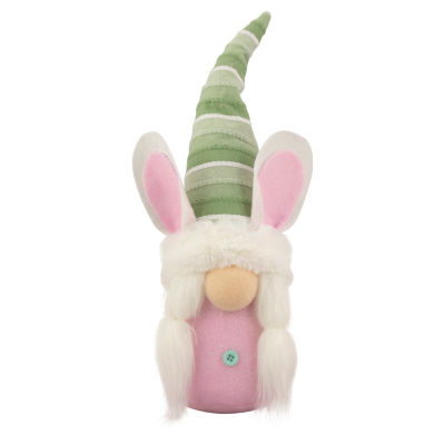 Northlight 13in Pink And Green Girl With Bunny Ears Easter Gnome