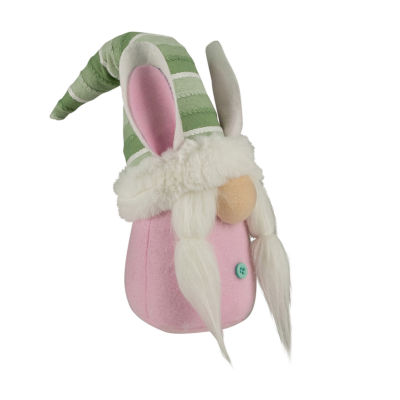 Northlight 13in Pink And Green Girl With Bunny Ears Easter Gnome