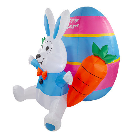 Northlight 4ft Lighted Bunny With Carrots Easter Outdoor Inflatable, One Size, Orange