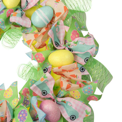Northlight 22in Pastel Egg And Ribbons Unlit Wreath