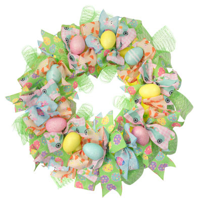 Northlight 22in Pastel Egg And Ribbons Unlit Wreath