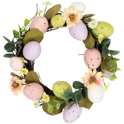 Northlight 7in Pastel Speckled Egg Artificial Mini Twig Wreath