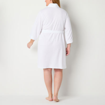 Liz Claiborne Womens Plus Waffle Long Sleeve Length Robe
