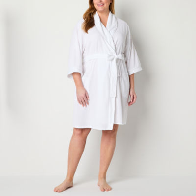 Liz Claiborne Womens Plus Waffle Long Sleeve Length Robe