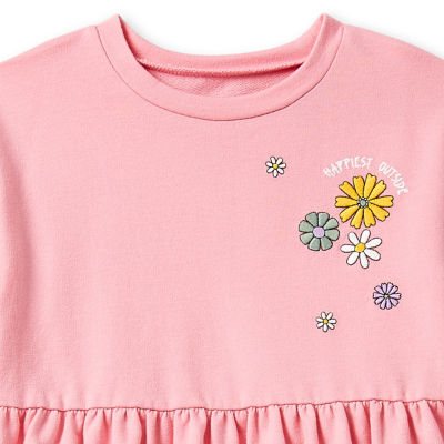 Okie Dokie Toddler & Little Girls Round Neck Long Sleeve Peplum Top