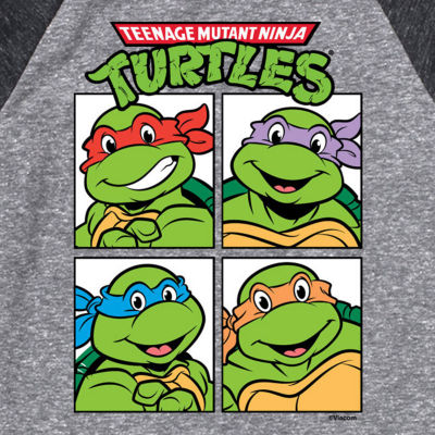 Little & Big Boys Crew Neck 3/4 Sleeve Teenage Mutant Ninja Turtles Graphic T-Shirt