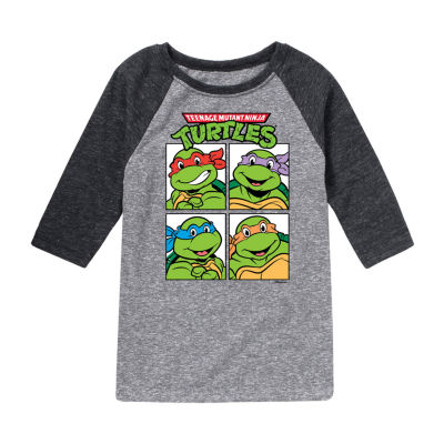 Little & Big Boys Crew Neck 3/4 Sleeve Teenage Mutant Ninja Turtles Graphic T-Shirt