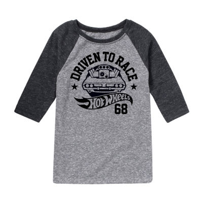 Little & Big Boys Crew Neck Elbow Sleeve Hot Wheels Graphic T-Shirt