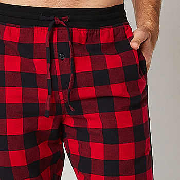 St. John's Bay Mens Flannel Jogger Pajama Pants, Color: Red
