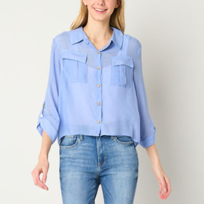 by&by Juniors Womens 3/4 Sleeve Blouse