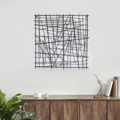 Cheungs Abstract Pewter Finished Square Metal Wall Art