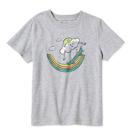 Okie Dokie Toddler & Little Boys Crew Neck Short Sleeve Graphic T-Shirt, 7, Gray