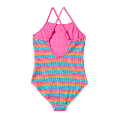 Thereabouts Little & Big Kid Girls Striped One Piece Swimsuit