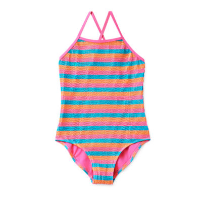 Thereabouts Little & Big Kid Girls Striped One Piece Swimsuit