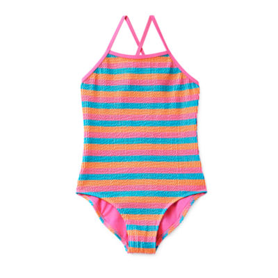 Thereabouts Little & Big Kid Girls Striped One Piece Swimsuit, Color ...